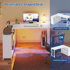 Bureau d'angle réversible en L de 55" avec étagères de rangement, bureau informatique de jeu