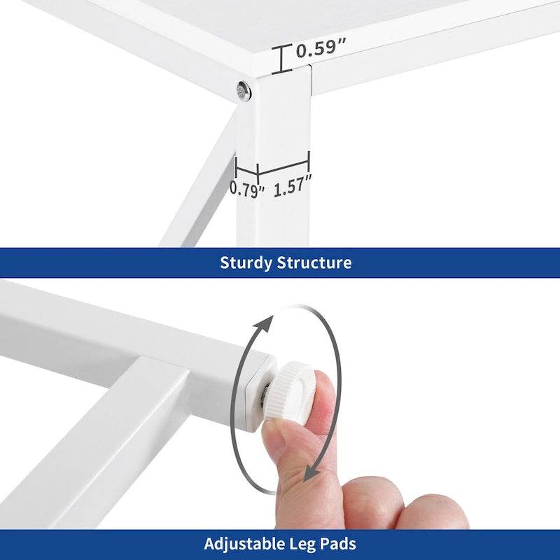 Bureau d'angle réversible en L de 55" avec étagères de rangement, bureau informatique de jeu