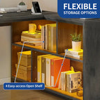 Bureau d'angle réversible en L de 55" avec étagères de rangement, bureau informatique de jeu