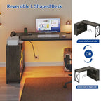 Bureau d'angle réversible en L de 55" avec étagères de rangement, bureau informatique de jeu