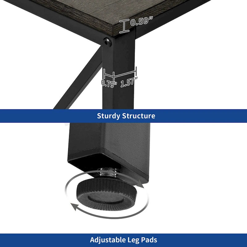 Bureau d'angle réversible en L de 55" avec étagères de rangement, bureau informatique de jeu
