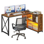 Bureau d'angle réversible en L de 55" avec étagères de rangement, bureau informatique de jeu