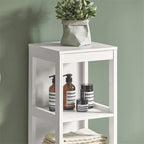 Meuble de rangement haut de salle de bain blanc avec étagères et tiroirs