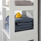 Meuble de rangement haut de salle de bain blanc avec étagères et tiroirs
