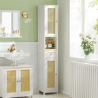 Meuble de rangement haut de salle de bain blanc avec étagères et tiroirs