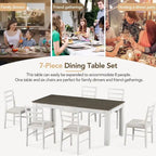 Ensemble de salle à manger 7 pièces en bois pour 6 personnes avec table extensible