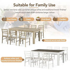 Ensemble de salle à manger 7 pièces en bois pour 6 personnes avec table extensible