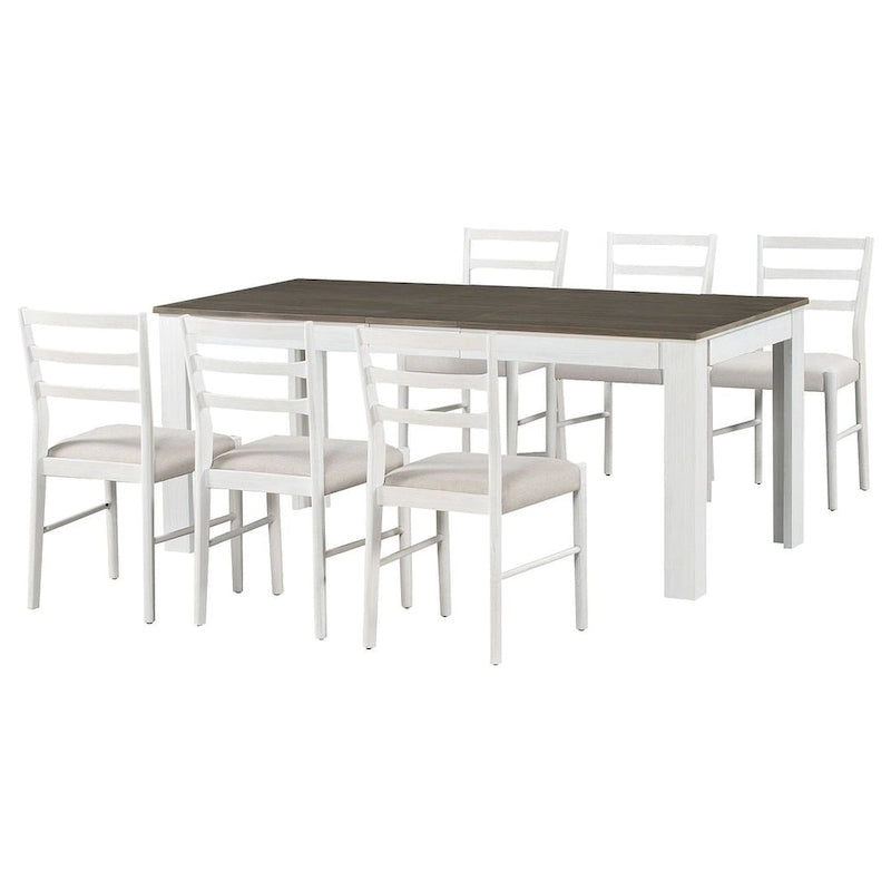 Ensemble de salle à manger 7 pièces en bois pour 6 personnes avec table extensible