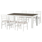 Ensemble de salle à manger 7 pièces en bois pour 6 personnes avec table extensible