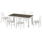Ensemble de salle à manger 7 pièces en bois pour 6 personnes avec table extensible