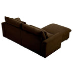 Canapé d'angle en velours côtelé confortable avec oreillers et accoudoirs ronds,Canapé-lit en velours côtelé profond avec pouf de rangement