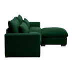 Canapé d'angle en velours côtelé confortable avec oreillers et accoudoirs ronds,Canapé-lit en velours côtelé profond avec pouf de rangement