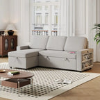 Canapé-lit convertible 217,9 cm avec port USB et étagères de rangement, en forme de L