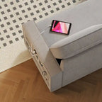 Canapé-lit convertible 217,9 cm avec port USB et étagères de rangement, en forme de L
