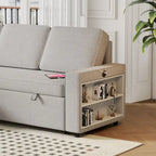 Canapé-lit convertible 217,9 cm avec port USB et étagères de rangement, en forme de L
