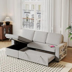Canapé-lit convertible 217,9 cm avec port USB et étagères de rangement, en forme de L