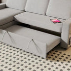 Canapé-lit convertible 217,9 cm avec port USB et étagères de rangement, en forme de L