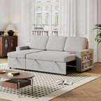 Canapé-lit convertible 217,9 cm avec port USB et étagères de rangement, en forme de L