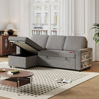 Canapé-lit convertible 217,9 cm avec port USB et étagères de rangement, en forme de L