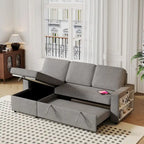 Canapé-lit convertible 217,9 cm avec port USB et étagères de rangement, en forme de L