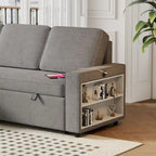 Canapé-lit convertible 217,9 cm avec port USB et étagères de rangement, en forme de L