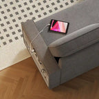 Canapé-lit convertible 217,9 cm avec port USB et étagères de rangement, en forme de L