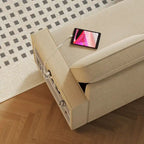 Canapé-lit convertible 217,9 cm avec port USB et étagères de rangement, en forme de L